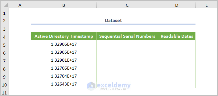 Convert Active Directory Timestamp to Date Excel Dataset