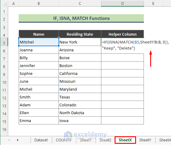 Combine Excel ISNA, MATCH & IF Functions to Remove Rows Based on Another List