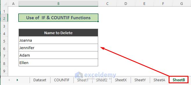 Use IF and COUNTIF Functions to Delete Excel Rows Dependent on Another List