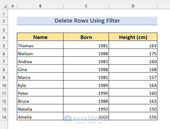 Delete Rows using Filter Feature of Excel with Specific Text