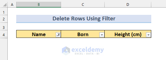 Delete Rows Using Filter Feature in Excel with Specific Text