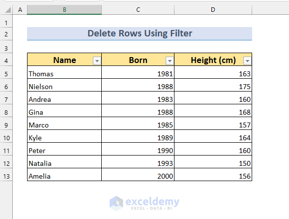 Delete Rows with Specific Text using Filter