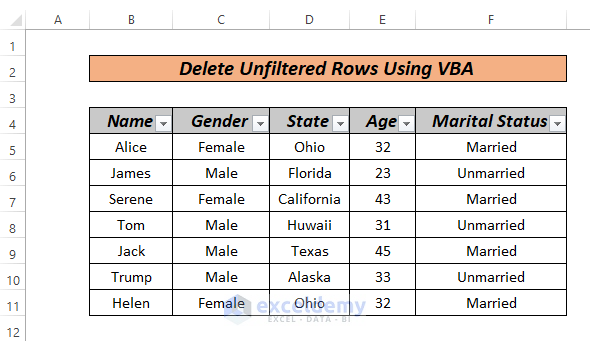 Delete Unfiltered Rows VBA 