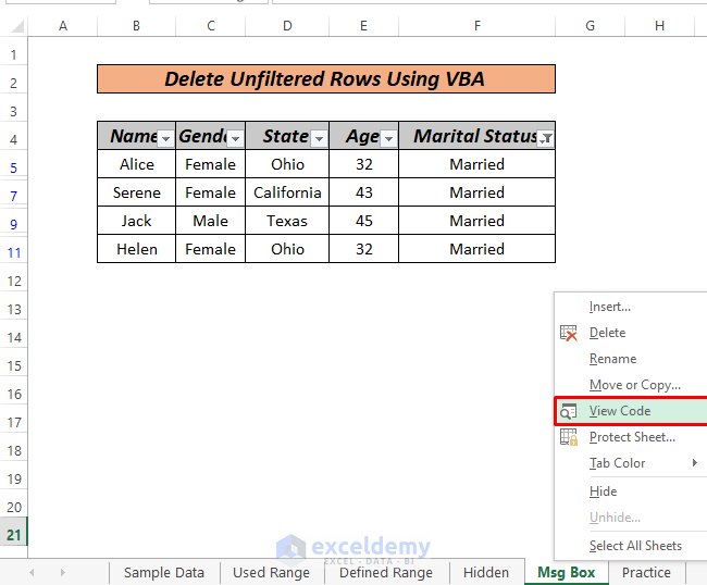 Delete Unfiltered and hidden Rows VBA Excel