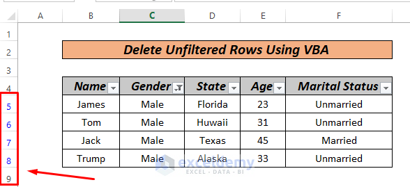 Delete Unfiltered Rows VBA range