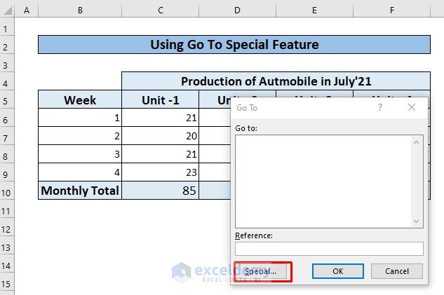 Deleting Rows without Affecting Formulas Using Go To Special