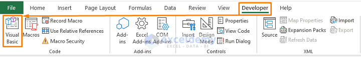 Developer Tab-Delete Columns Based On Header Using VBA in Excel