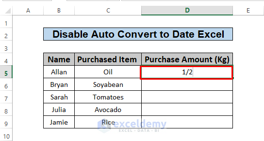 Disable auto convert to date excel using characters