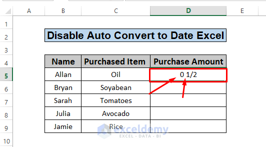 Disable auto convert to date excel with zero and space