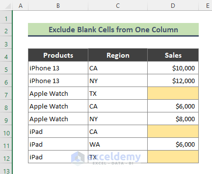 Remove Empty Cells from One Column Using  Excel Advanced Filter