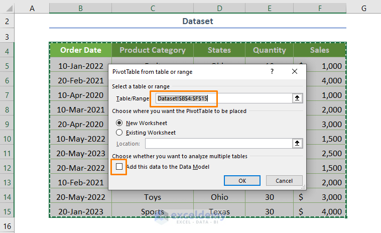 Pivot Table without Data Model