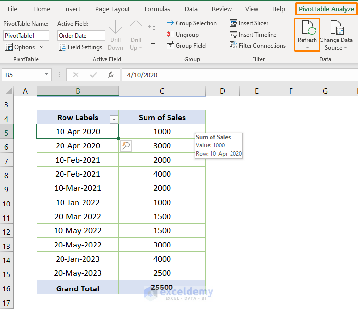 Excel Change Date Format in Pivot Table Ungrouping Dates and Adjust Using Excel Function