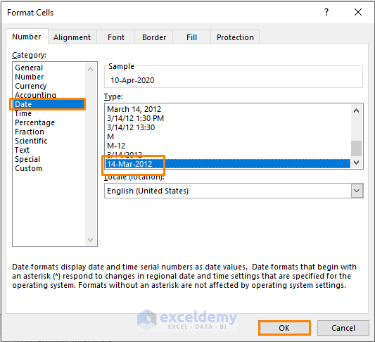 Excel Change Date Format in Pivot Table Using the Format Cells
