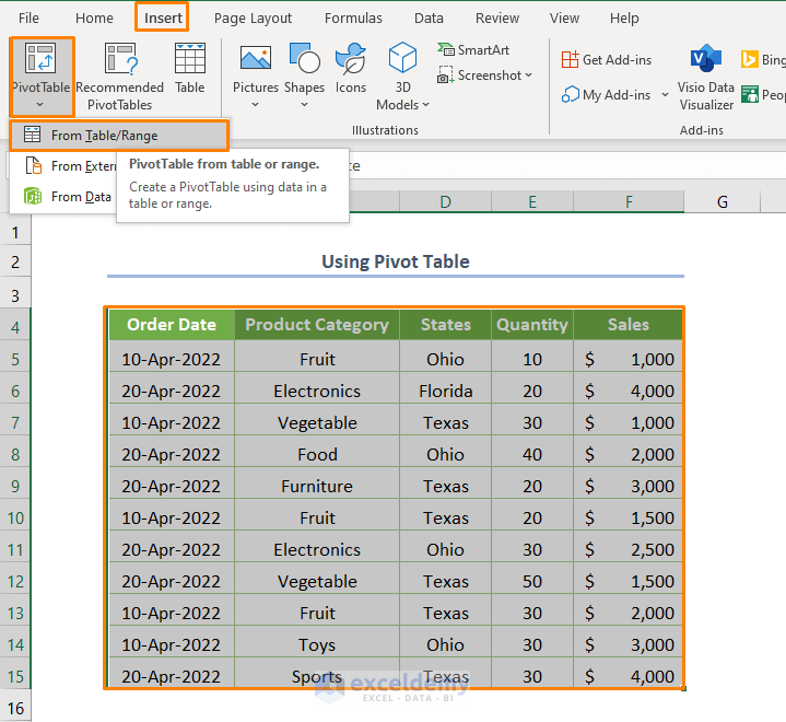 Excel Count Unique Values in Filtered Column Using the Pivot Table
