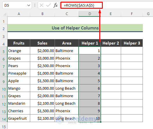 Filter Values from Data Validation Drop Down List Using Helper Columns
