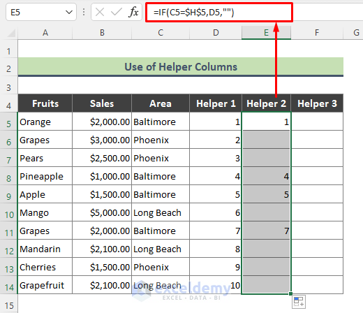 Filter Values from Data Validation Drop Down List Using Helper Columns
