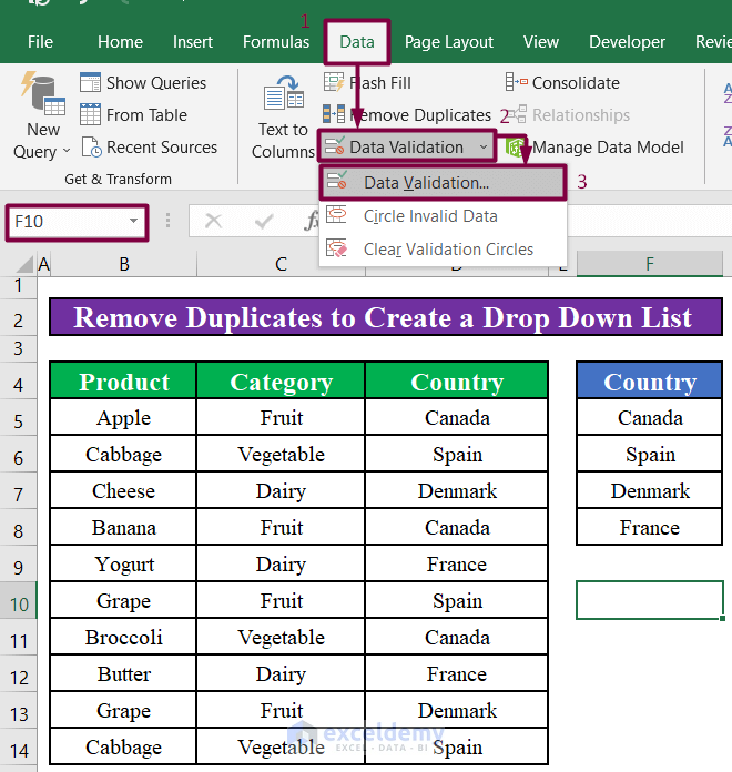 Removing Duplicates in Excel