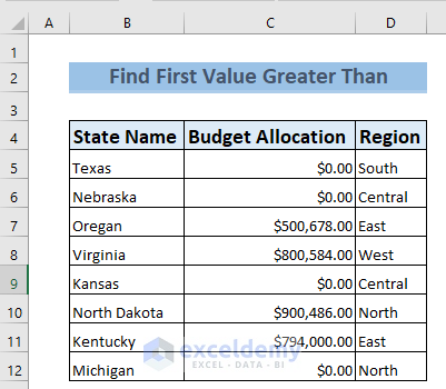 Find First Value Greater Than Excel 