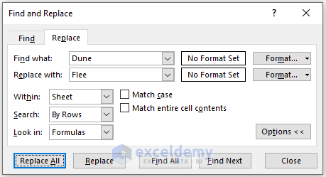 Remove Filter If Find and Replace Does Not Work in Excel