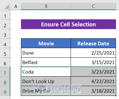 Ensure Cell Selection If Find and Replace Is Not Working in Excel