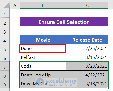 Ensure Cell Selection If Find and Replace Is Not Working in Excel