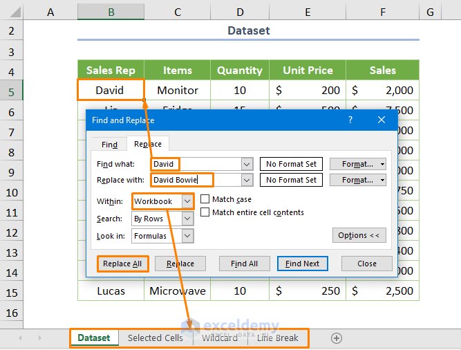 Excel Find and Replace within Selection Across the Entire Workbook