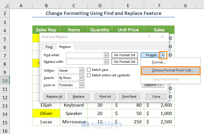 Excel Find and Replace within Selection Changing Formatting