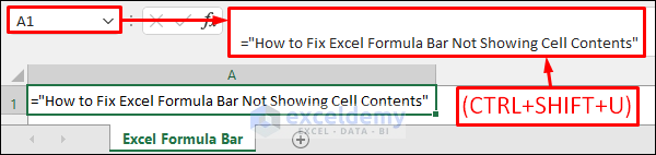 Fix Excel Formula Bar Not Showing Cell Contents with Keyboard Shortcut