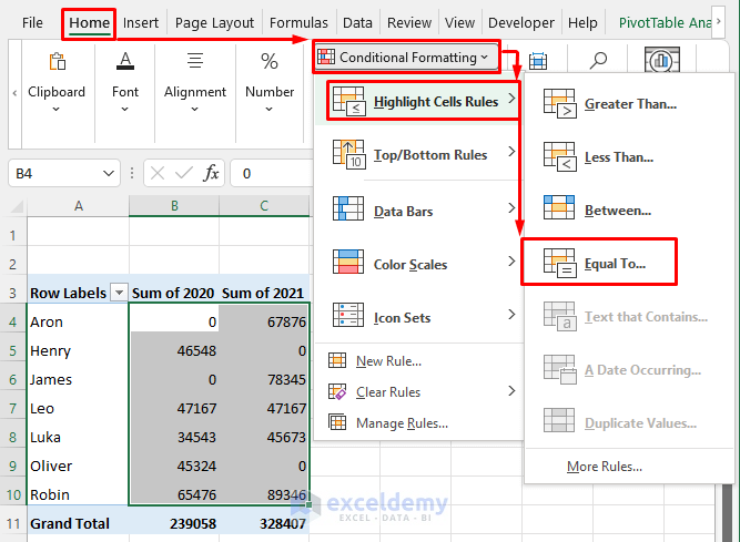 Hide Zeros in Excel Pivot Tables to Return Blank Cell