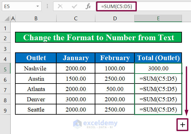 Change the Format of the Formula to Number from Text
