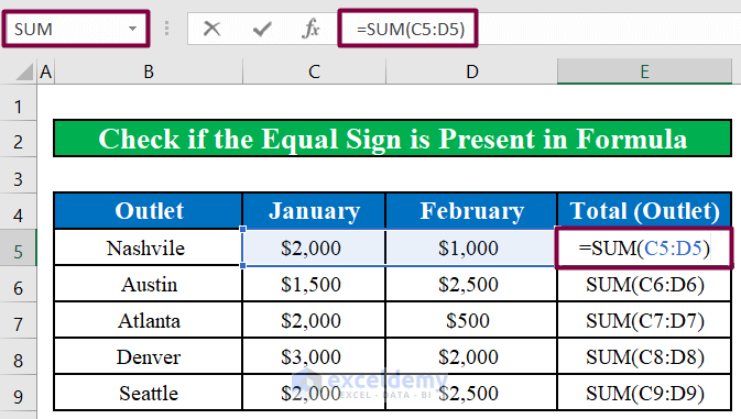 Check If the Equal Sign Is Missing in Formula