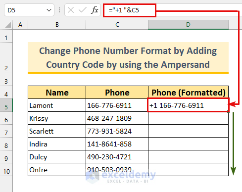 Excel Formula to Change Phone Number Format