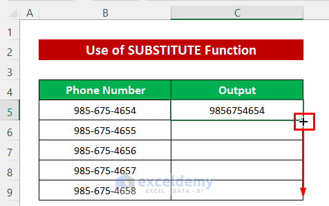 Use SUBSTITUTE Function If Phone Number Format Does Not Work