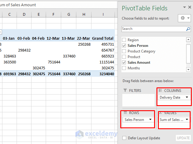 excel pivot table filter date range