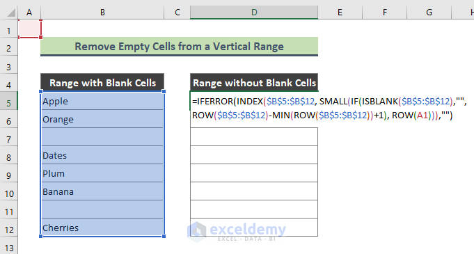 Remove Blank Cells from a Vertical Range