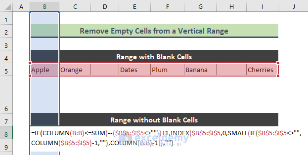 Blank Cells Removing from a Horizontal Range List