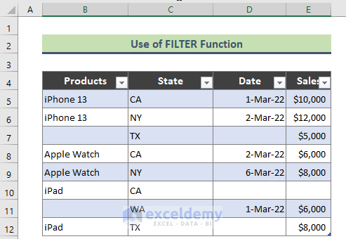 Excel FILTER Function to Delete Empty Cells