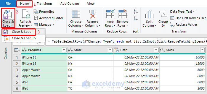 Excel Power Query to Delete Empty Cells