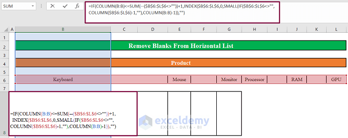 Remove Blank Cells Using an Array Formula