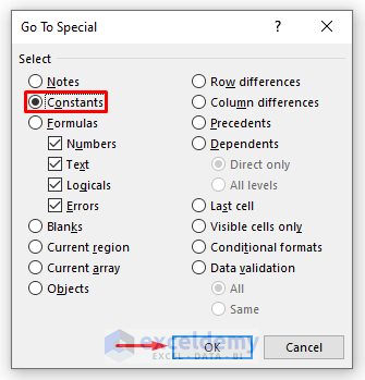 Select All Cells with Values Using ‘Go To Special’ Command in Excel