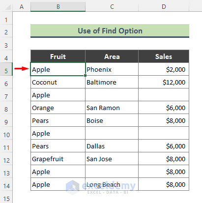 Select All Cells with Specific Data Using Excel Find Option