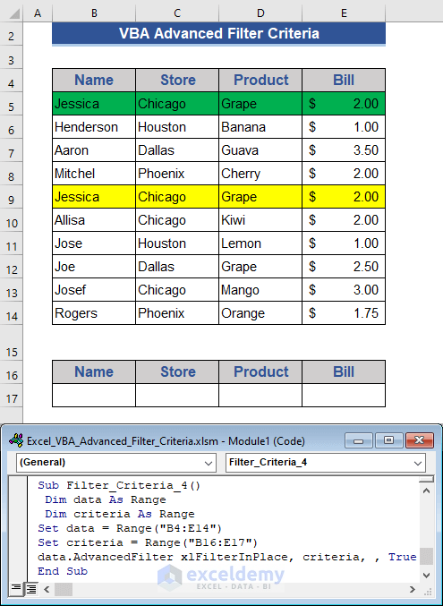 Filter Unique Data Only Using Excel VBA