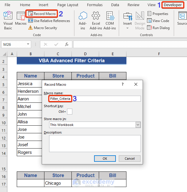 Excel VBA to Filter Data in Current Location