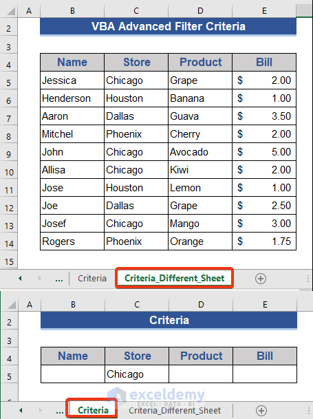 Excel VBA for Advanced Filter When Data and Criteria Given in Different Sheets