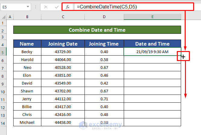 Create a User Defined Function to Combine Date and Time in Excel