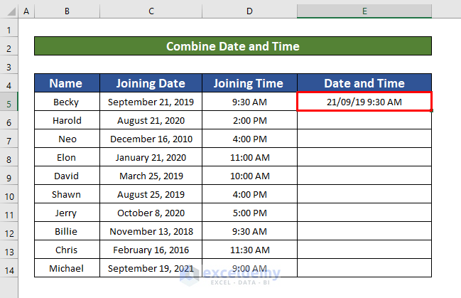 Apply a Plus(+) Sign with VBA Code to Combine Date and Time in Excel