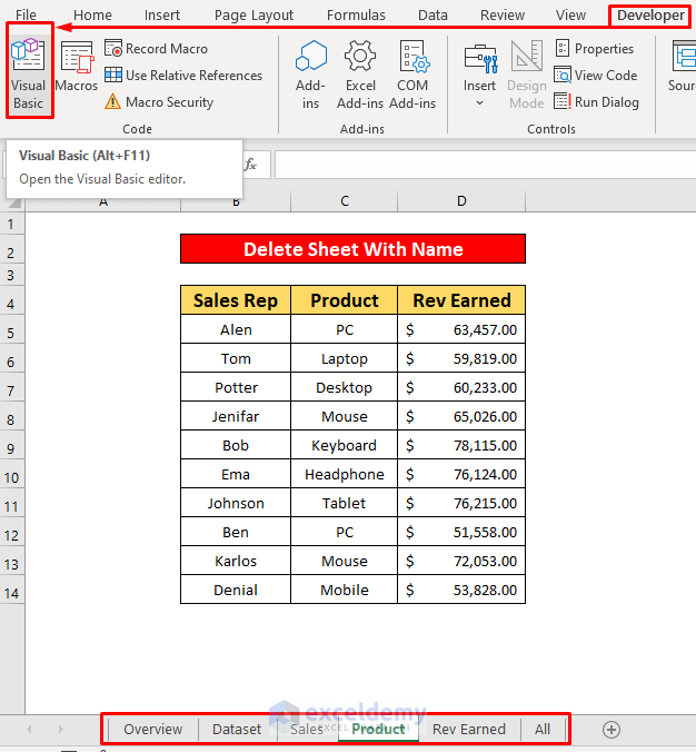 Use a VBA Code to Delete Sheet If It Contains Specific Name in Excel