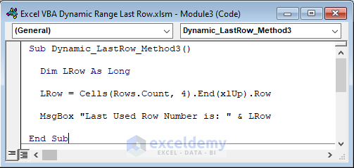 Excel VBA Dynamic Range Last Row Utilizing the Cells Property