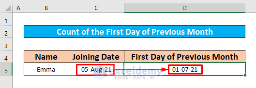 Get the First Day of the Previous Month with Excel VBA