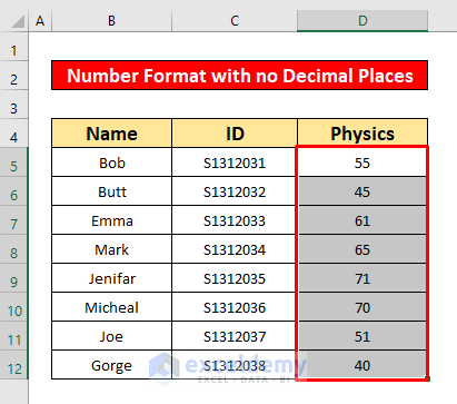 excel vba number format no decimal places